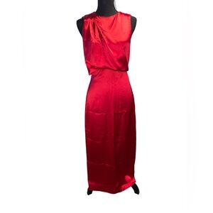 NWT Zara long red satin effect dress